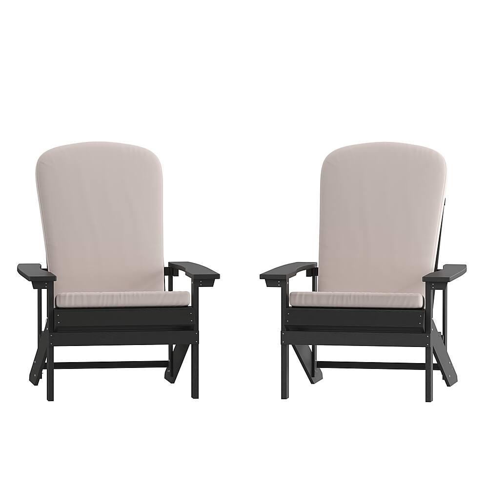 Front. Alamont Home - Charlestown Indoor/Outdoor Adirondack Chairs with Cushions - Set of 2 - Slate Gray/Cream.