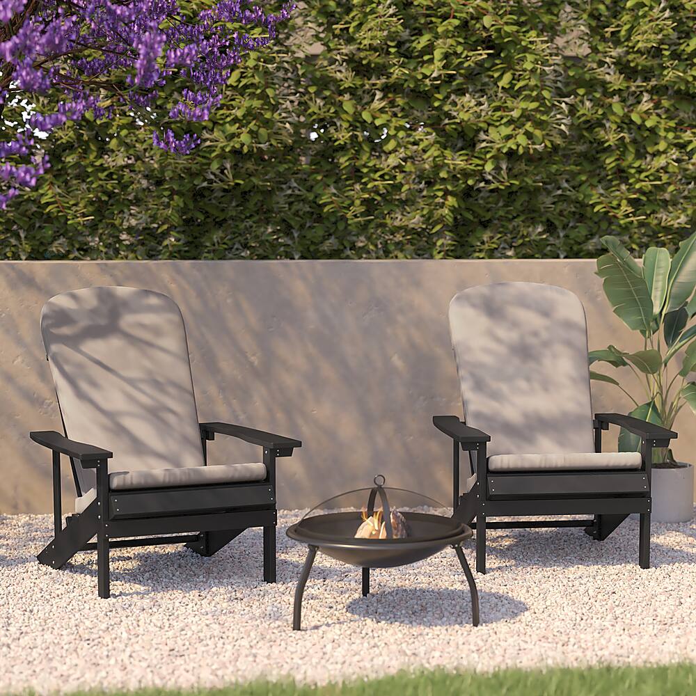 Alt View 12. Alamont Home - Charlestown Indoor/Outdoor Adirondack Chairs with Cushions - Set of 2 - Slate Gray/Cream.