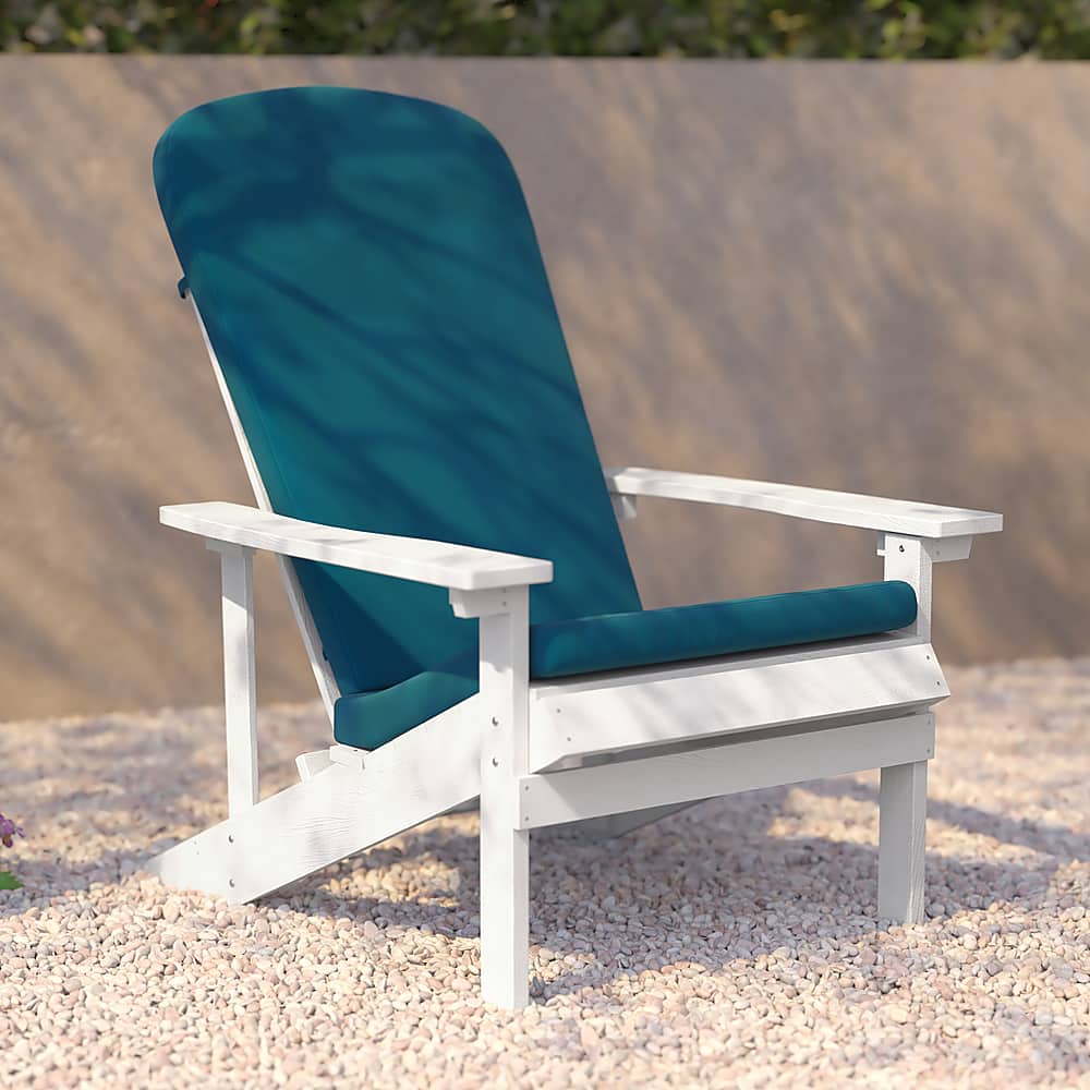 Alt View 15. Alamont Home - Charlestown Indoor/Outdoor Adirondack Chairs with Cushions - Set of 2 - White/Teal.