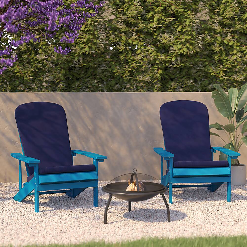 Alt View 12. Alamont Home - Charlestown Indoor/Outdoor Adirondack Chairs with Cushions - Set of 2 - Blue.