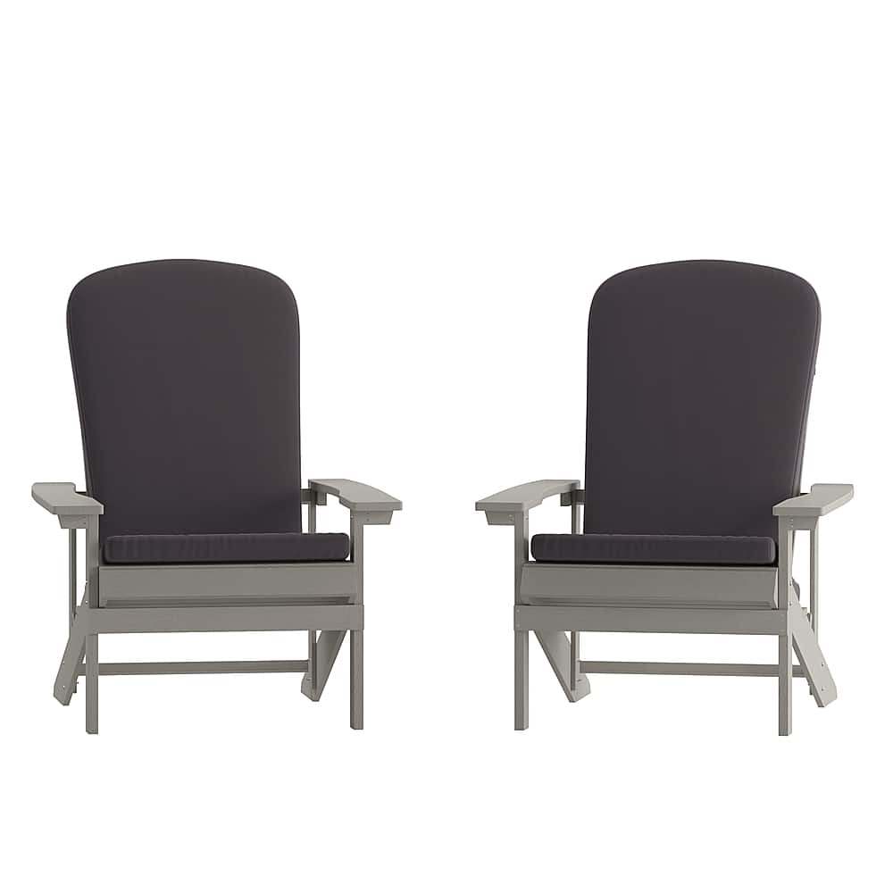 Front. Alamont Home - Charlestown Indoor/Outdoor Adirondack Chairs with Cushions - Set of 2 - Gray.