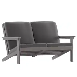 Alamont Home - Charlestown All-Weather Poly Resin Adirondack Loveseat & Cushions - Gray