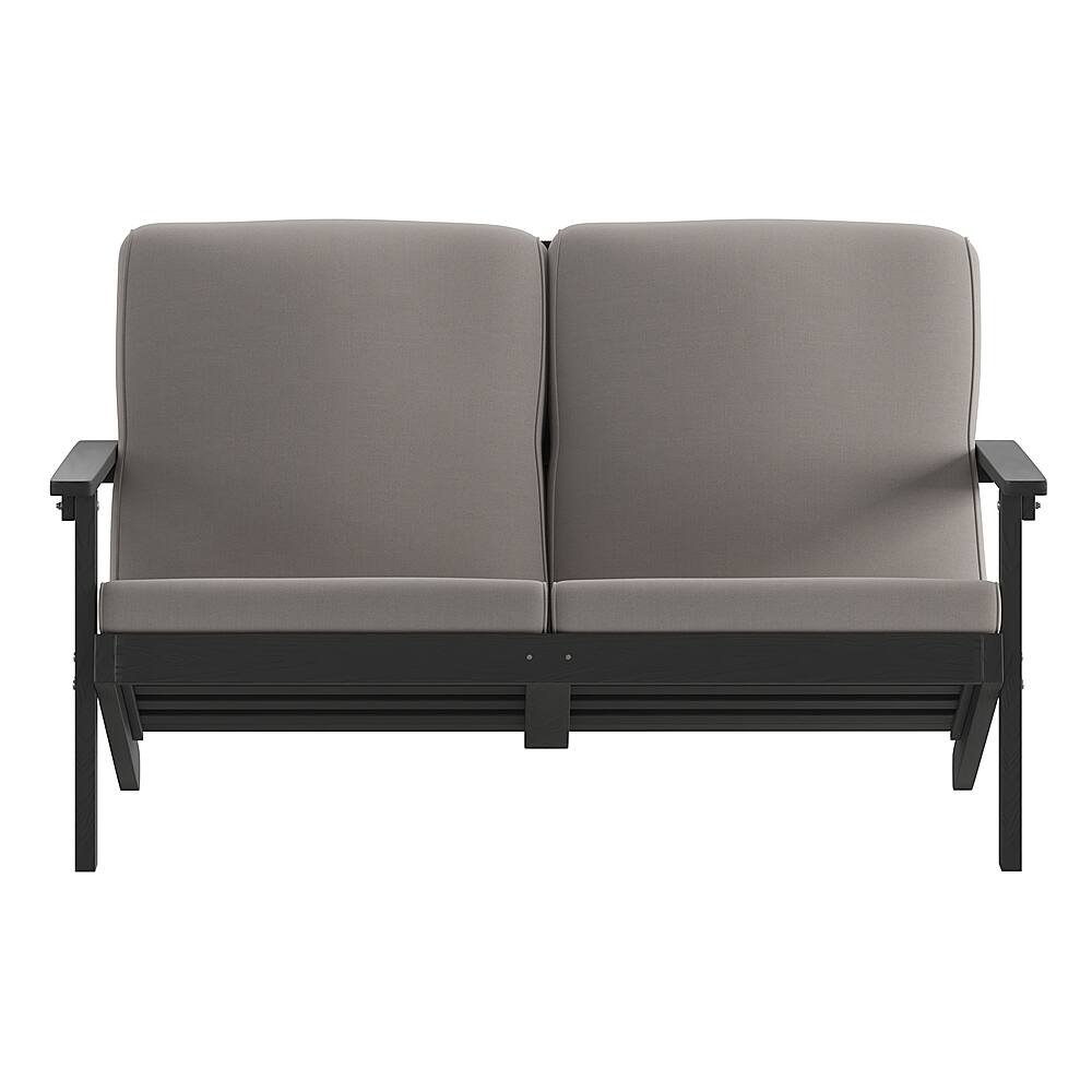 Alt View 11. Alamont Home - Charlestown All-Weather Poly Resin Adirondack Loveseat & Cushions - Black/Charcoal.