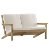 Alamont Home - Charlestown All-Weather Poly Resin Adirondack Loveseat & Cushions - Natural Cedar/Cream - Front_Zoom
