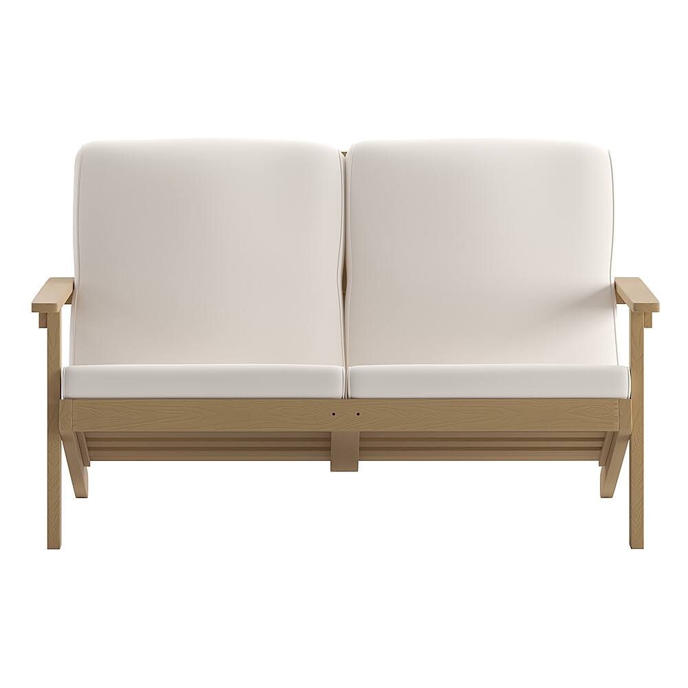 Alt View 11. Alamont Home - Charlestown All-Weather Poly Resin Adirondack Loveseat & Cushions - Natural Cedar/Cream.