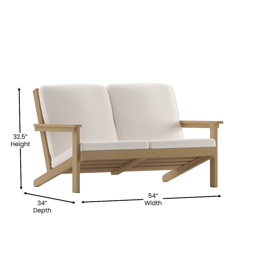 Alt View 13. Alamont Home - Charlestown All-Weather Poly Resin Adirondack Loveseat & Cushions - Natural Cedar/Cream.