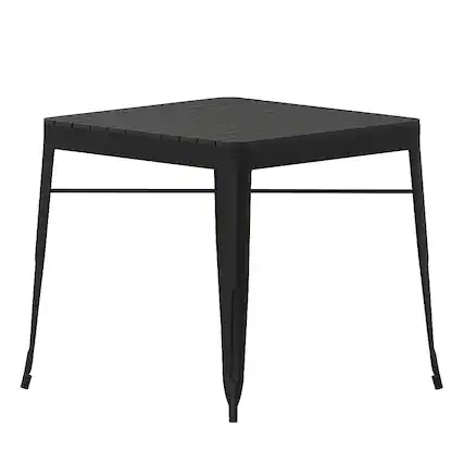 Front. Alamont Home - Helvey Indoor/Outdoor Commercial Steel Patio Table with Poly Resin Slatted Top - Black.