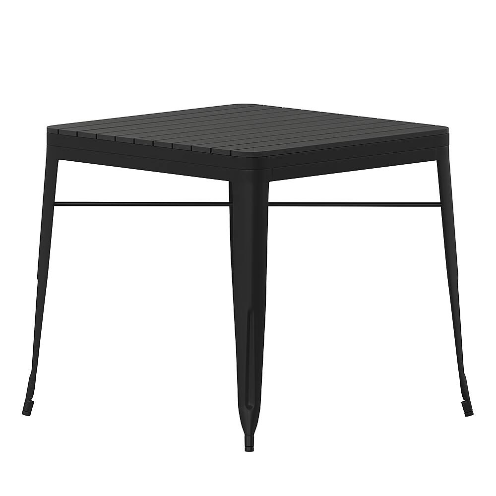 Front. Alamont Home - Helvey Indoor/Outdoor Commercial Steel Patio Table with Poly Resin Slatted Top - Black.