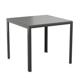 Alamont Home - Harris Indoor/Outdoor Commercial Steel Patio Table with Poly Resin Slatted Top - Black