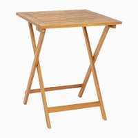 Alamont Home - Martindale Indoor/Outdoor 24" Square Solid Acacia Wood Slat Top Folding Patio Table - Natural - Front_Zoom