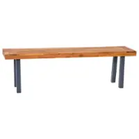 Alamont Home - Martindale Indoor/Outdoor Solid Acacia Wood Slat Top Bench with Wood Legs - Natural - Front_Zoom