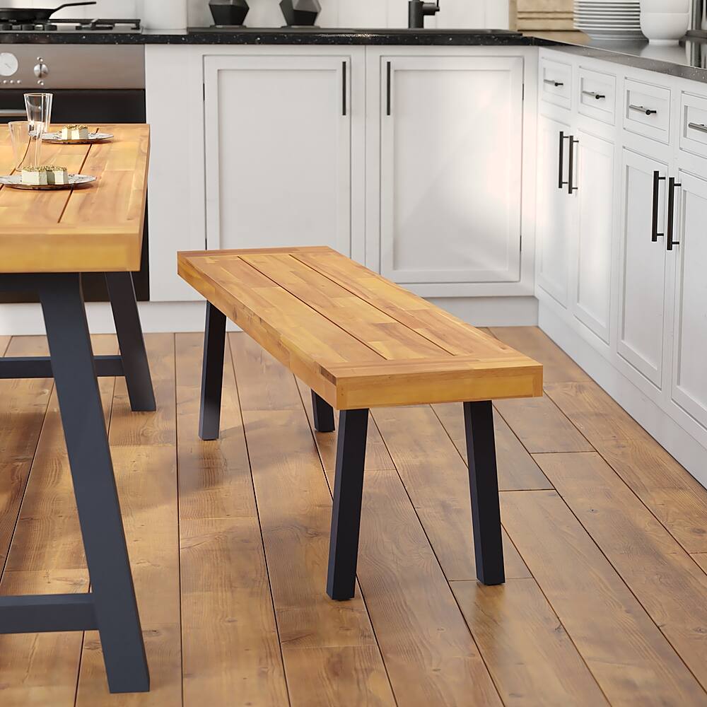 Alt View 11. Alamont Home - Martindale Indoor/Outdoor Solid Acacia Wood Slat Top Bench with Wood Legs - Natural.