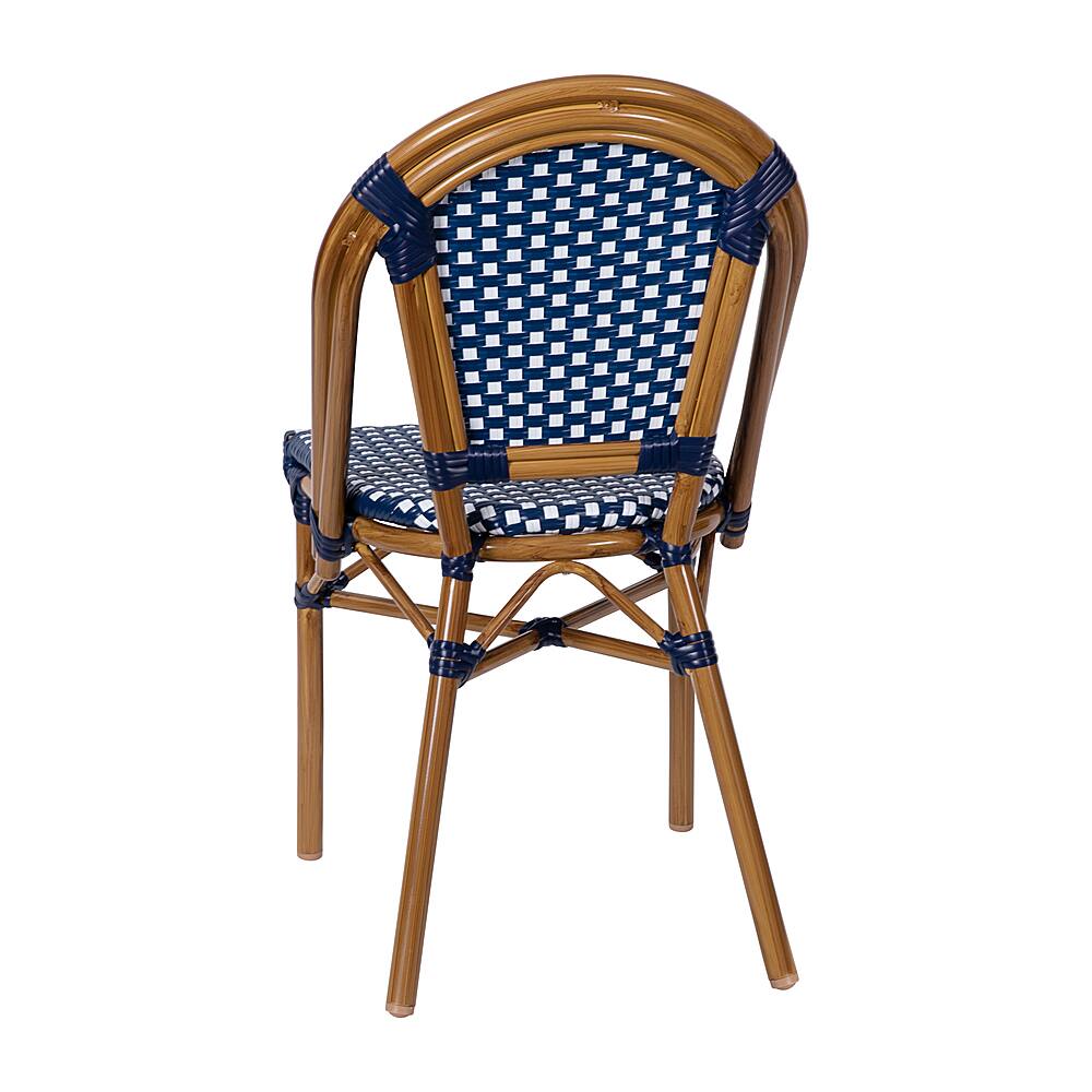 Alt View 16. Alamont Home - Bordeaux All-Weather Commercial Paris Chair with Bamboo Print Aluminum Frame - Navy & White/Natural Frame.