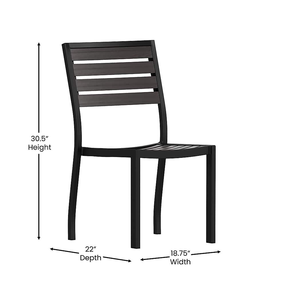 Alt View 13. Alamont Home - Lark Set of 2 Outdoor Faux Teak Side Chairs with Poly Slats - Patio Chairs - Gray Wash Teak.