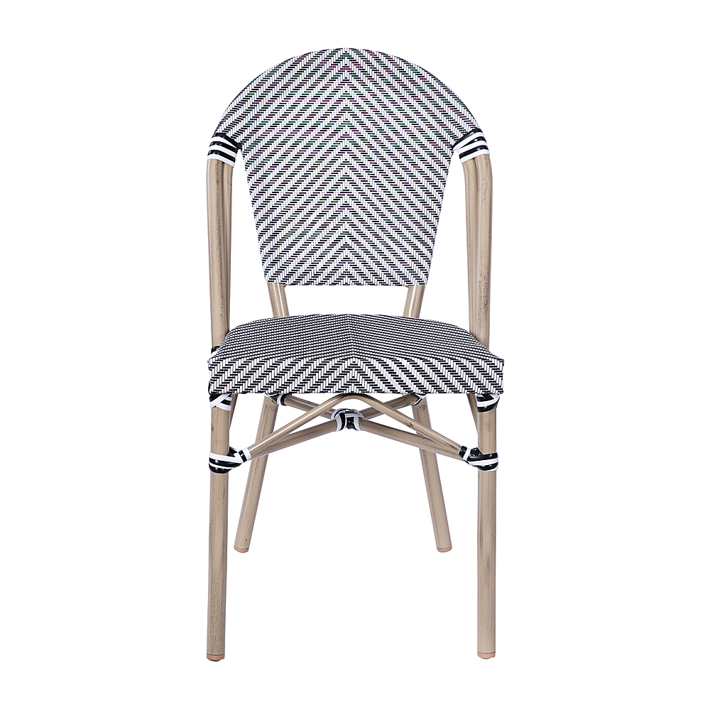 Alt View 11. Alamont Home - Marseille All-Weather Commercial Paris Chair with Light Natural Aluminum Frame - Black & White/Light Natural Frame.