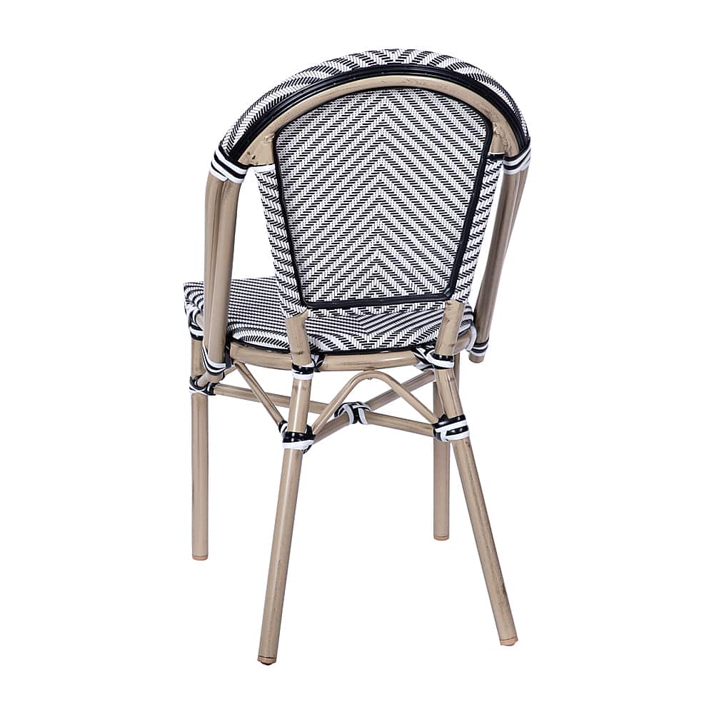 Alt View 16. Alamont Home - Marseille All-Weather Commercial Paris Chair with Light Natural Aluminum Frame - Black & White/Light Natural Frame.
