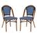 Front. Alamont Home - Bordeaux 2 Pack All-Weather Commercial Paris Chairs with Bamboo Print Frame - Navy & White/Natural Frame.