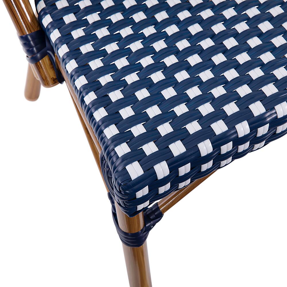 Alt View 17. Alamont Home - Bordeaux 2 Pack All-Weather Commercial Paris Chairs with Bamboo Print Frame - Navy & White/Natural Frame.