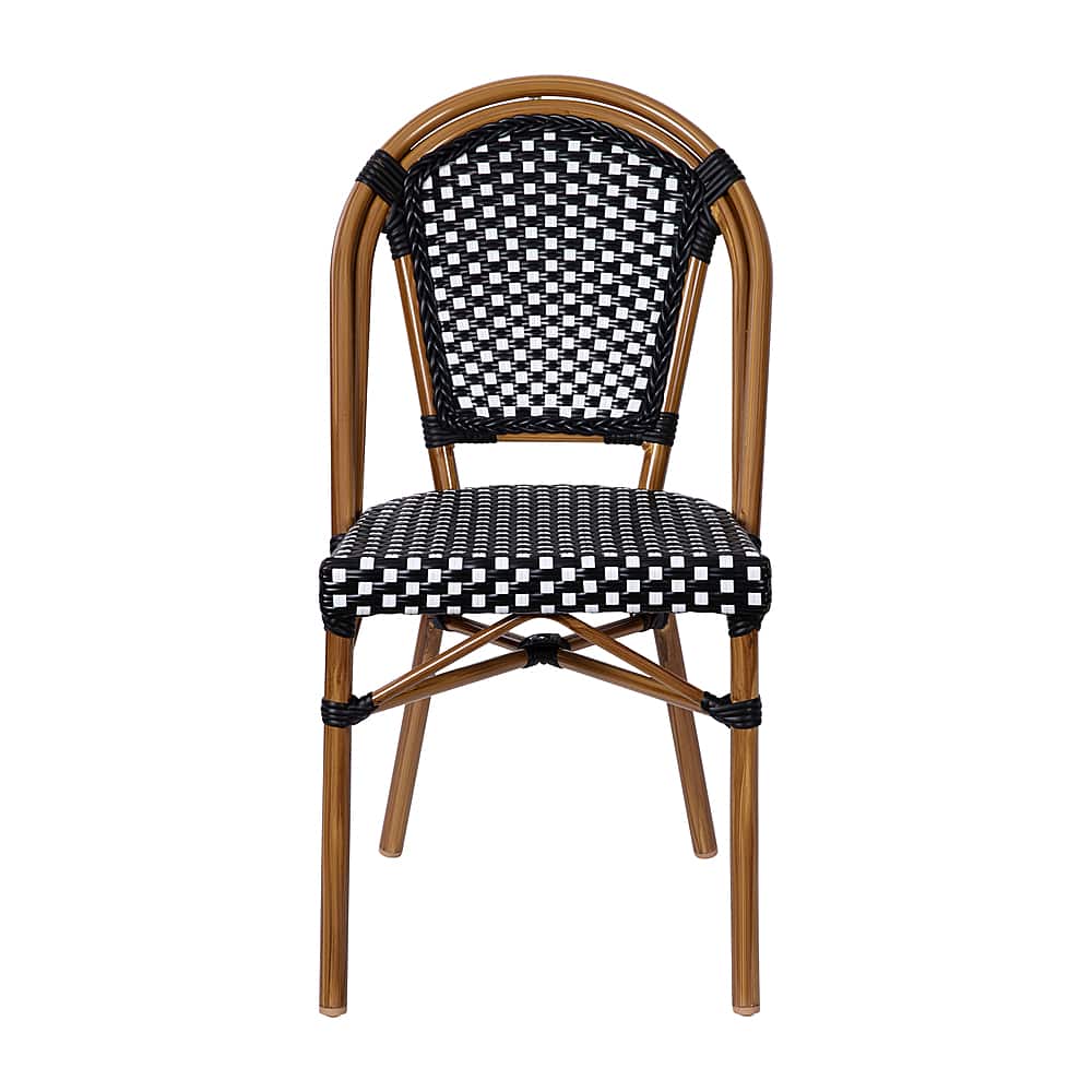 Alt View 11. Alamont Home - Bordeaux All-Weather Commercial Paris Chair with Bamboo Print Aluminum Frame - Black & White/Natural Frame.