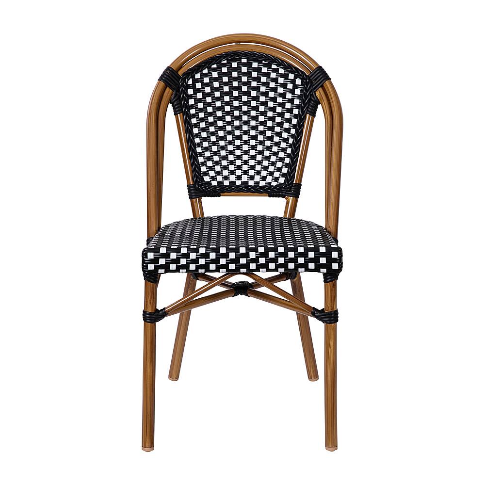 Alt View 11. Alamont Home - Bordeaux All-Weather Commercial Paris Chair with Bamboo Print Aluminum Frame - Black & White/Natural Frame.