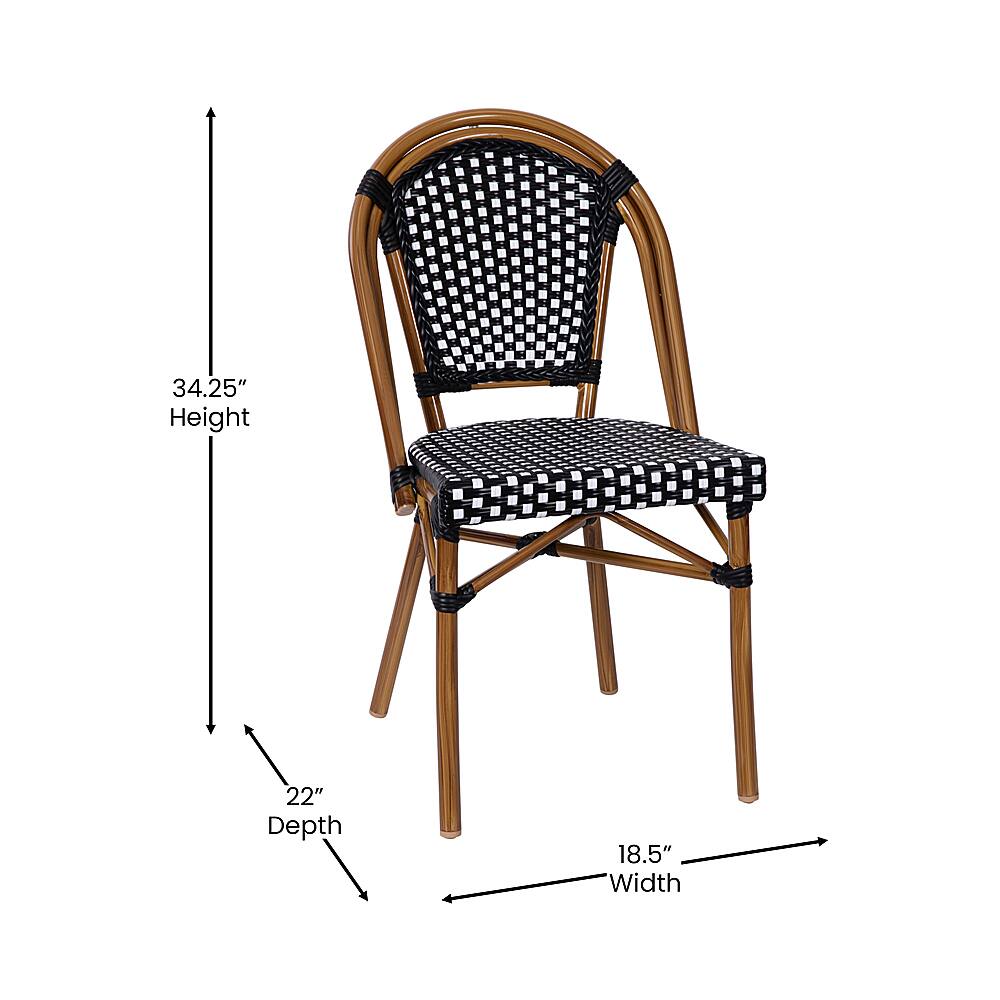Alt View 13. Alamont Home - Bordeaux All-Weather Commercial Paris Chair with Bamboo Print Aluminum Frame - Black & White/Natural Frame.