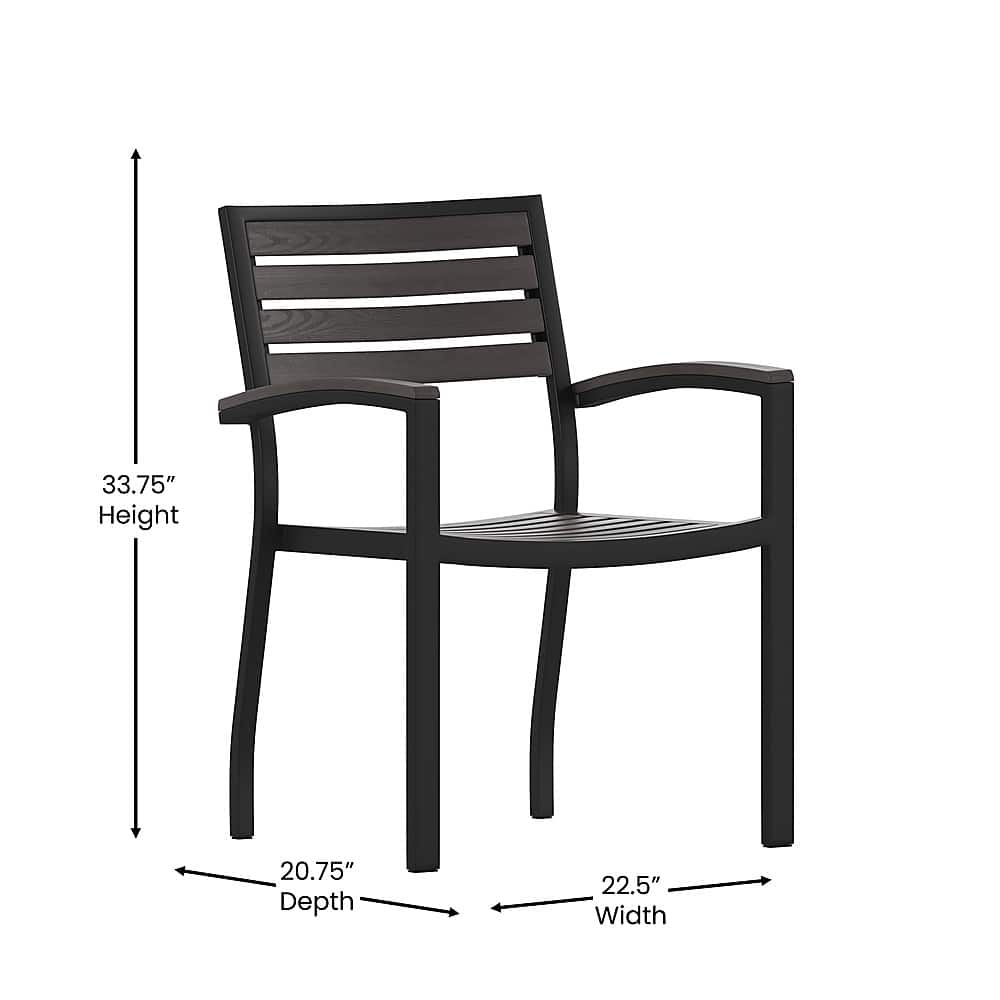 Alamont Home Lark 2 Pack All-Weather Black Aluminum Patio Stack Chairs ...