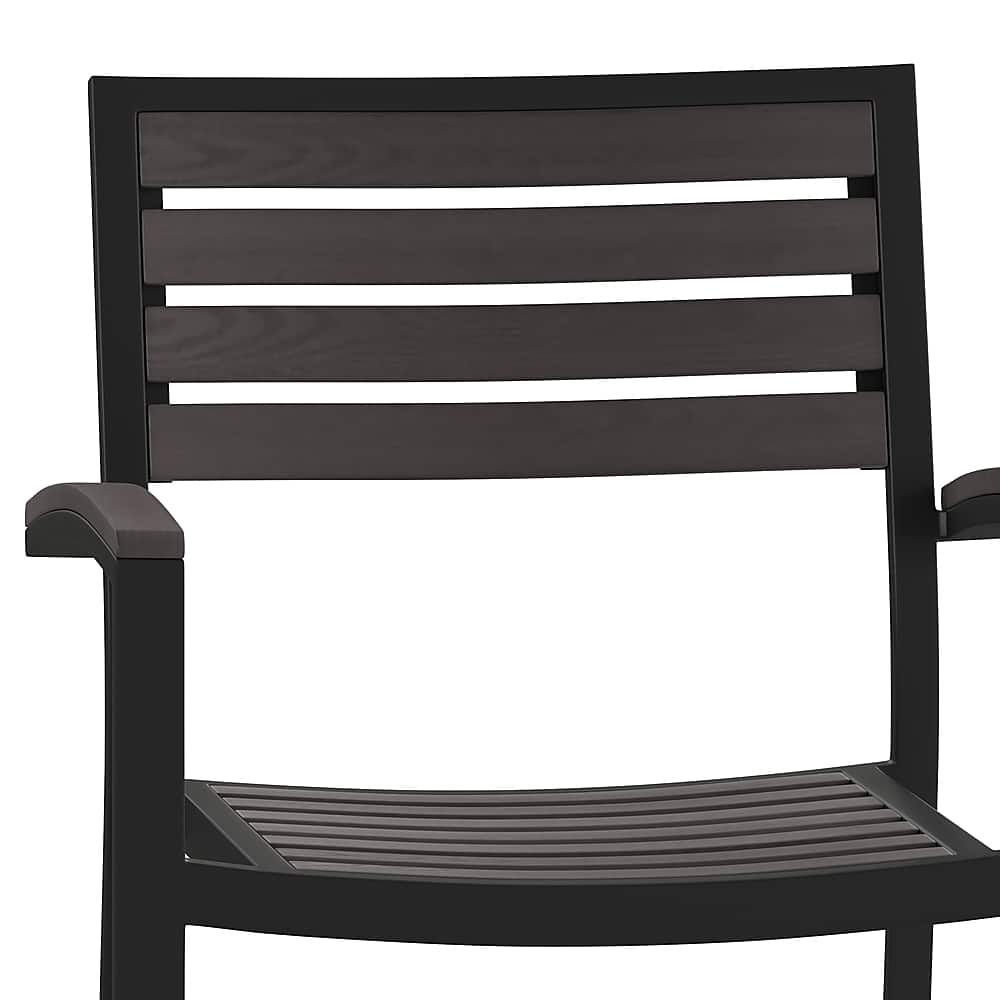 Alamont Home Lark 2 Pack All-Weather Black Aluminum Patio Stack Chairs ...