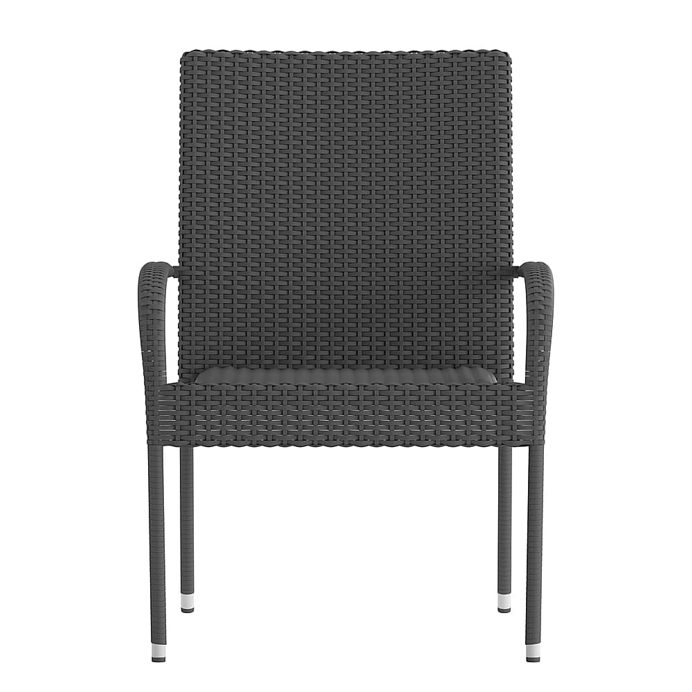 Alt View 11. Alamont Home - Maxim Indoor/Outdoor Stacking Steel Framed Wicker Dining Armchairs - 2 Pack - Gray.