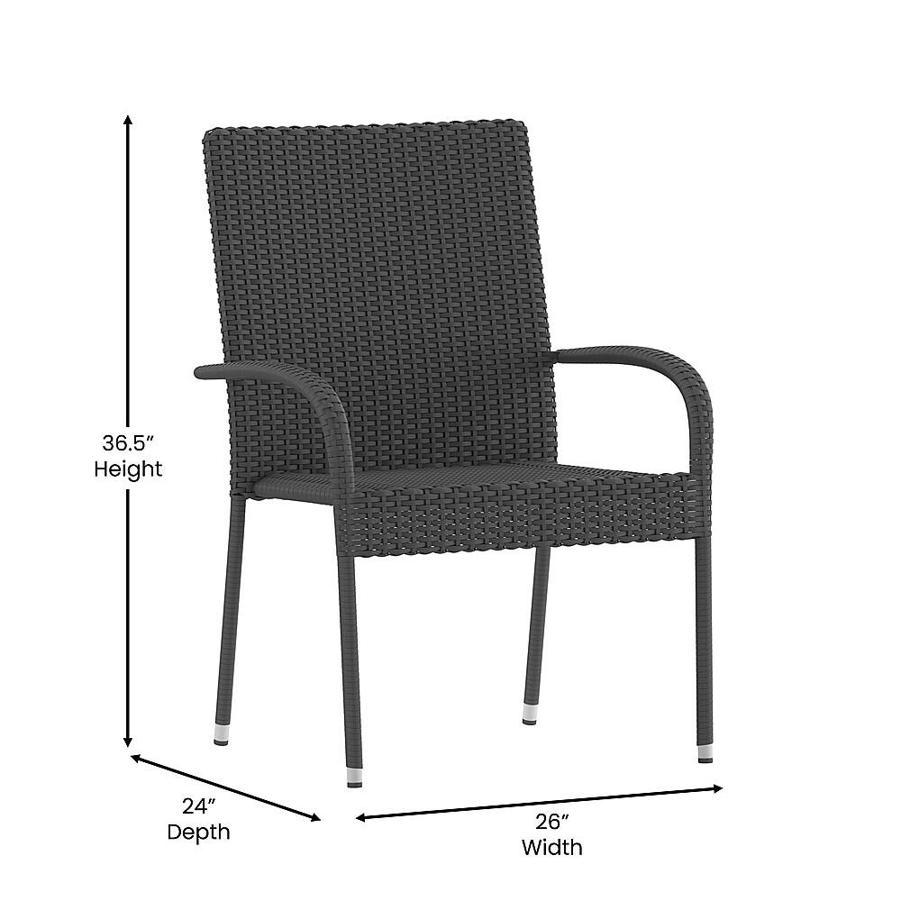 Alt View 13. Alamont Home - Maxim Indoor/Outdoor Stacking Steel Framed Wicker Dining Armchairs - 2 Pack - Gray.