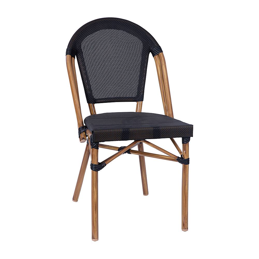 Alamont Home - Marseille All-Weather Commercial Paris Chair with Natural Aluminum Frame - Black/Natural Frame - Front_Zoom