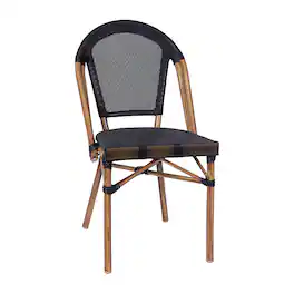 Alamont Home - Marseille All-Weather Commercial Paris Chair with Natural Aluminum Frame - Black/Natural Frame