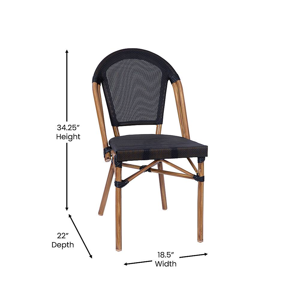 Alt View 13. Alamont Home - Marseille All-Weather Commercial Paris Chair with Natural Aluminum Frame - Black/Natural Frame.