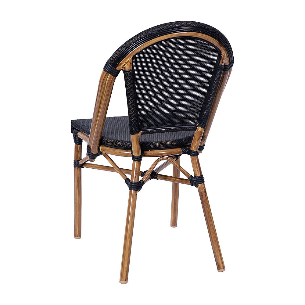 Alt View 16. Alamont Home - Marseille All-Weather Commercial Paris Chair with Natural Aluminum Frame - Black/Natural Frame.