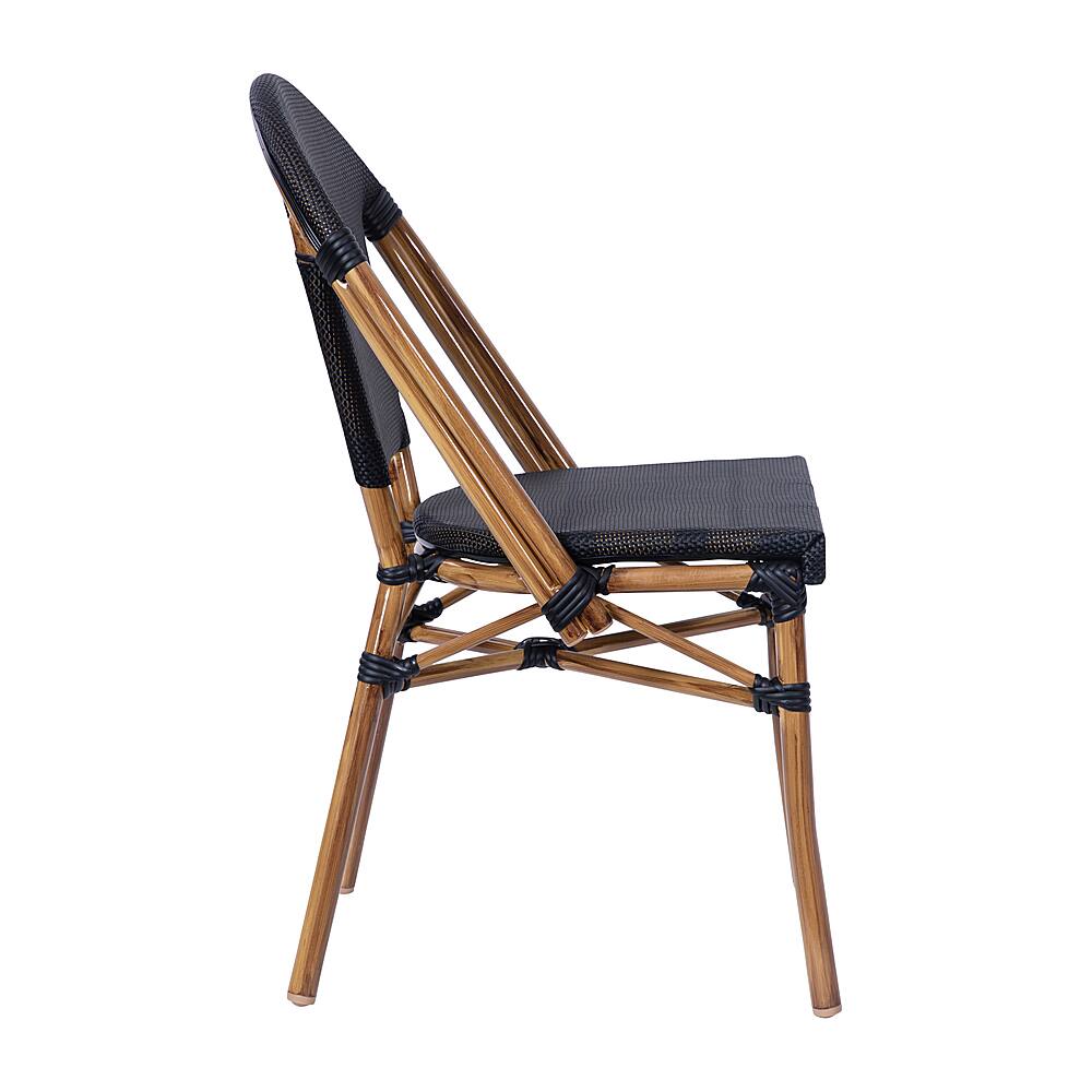 Alt View 18. Alamont Home - Marseille All-Weather Commercial Paris Chair with Natural Aluminum Frame - Black/Natural Frame.