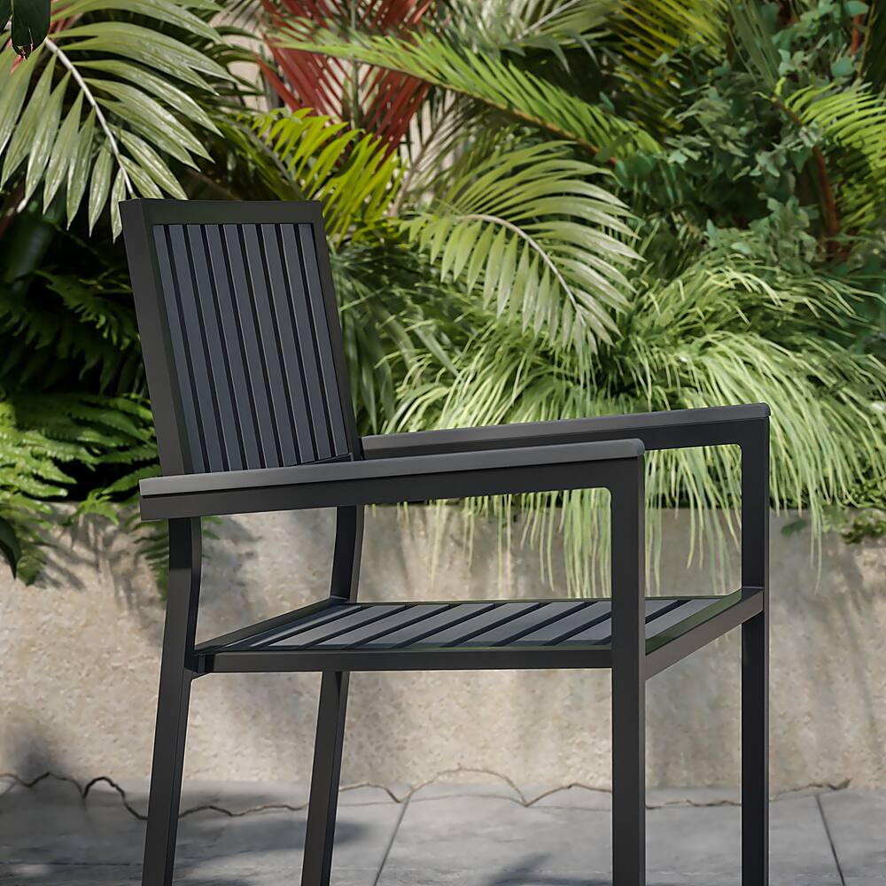 Alt View 14. Alamont Home - Harris Indoor/Outdoor Patio Club Chair with Poly Resin Back and Seat Slats-2 Pack - Black.