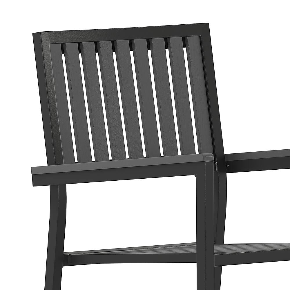Alt View 17. Alamont Home - Harris Indoor/Outdoor Patio Club Chair with Poly Resin Back and Seat Slats-2 Pack - Black.