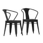 Front. Alamont Home - Helvey All-Weather Vertical Slat Back Patio Chair with Poly Resin Seat-2 Pack - Black.