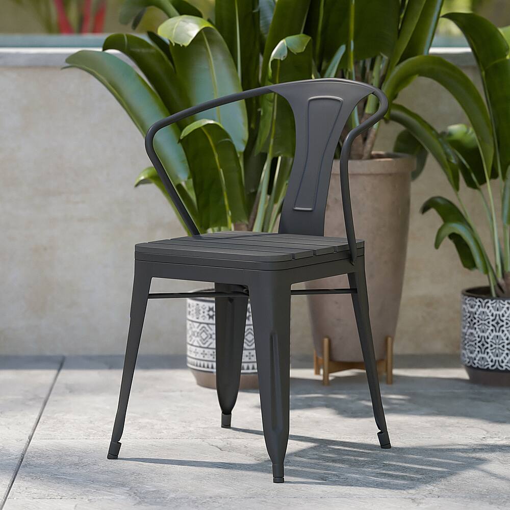 Alt View 12. Alamont Home - Helvey All-Weather Vertical Slat Back Patio Chair with Poly Resin Seat-2 Pack - Black.
