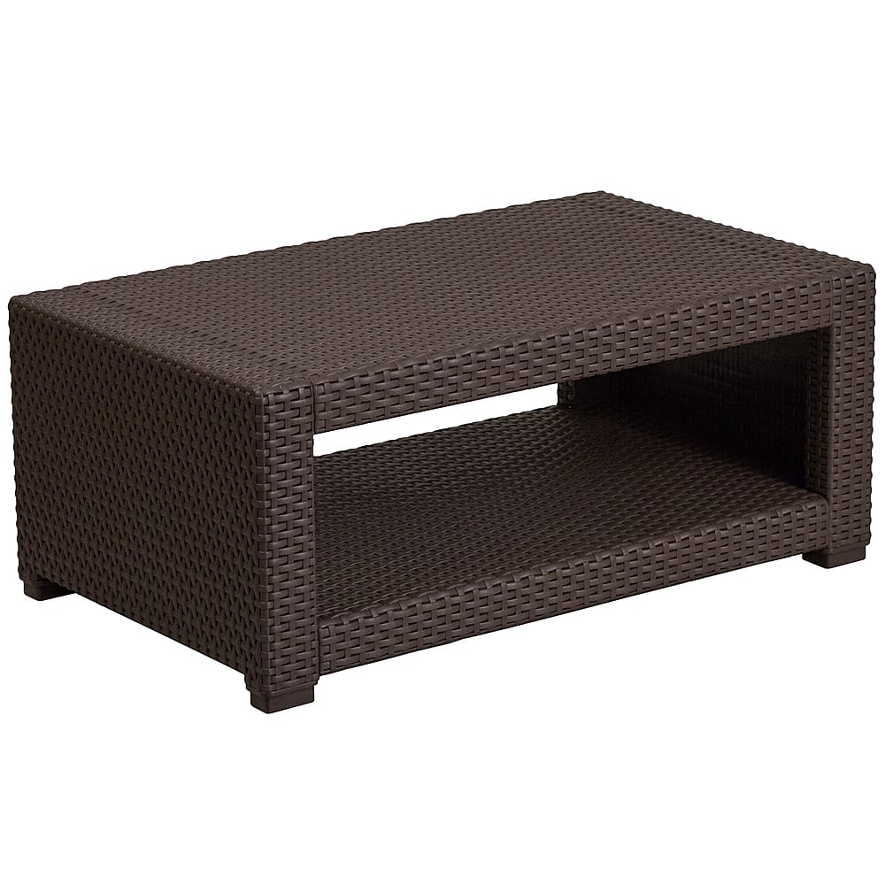 Front. Alamont Home - Seneca Contemporary Patio Coffee Table - Chocolate Brown.