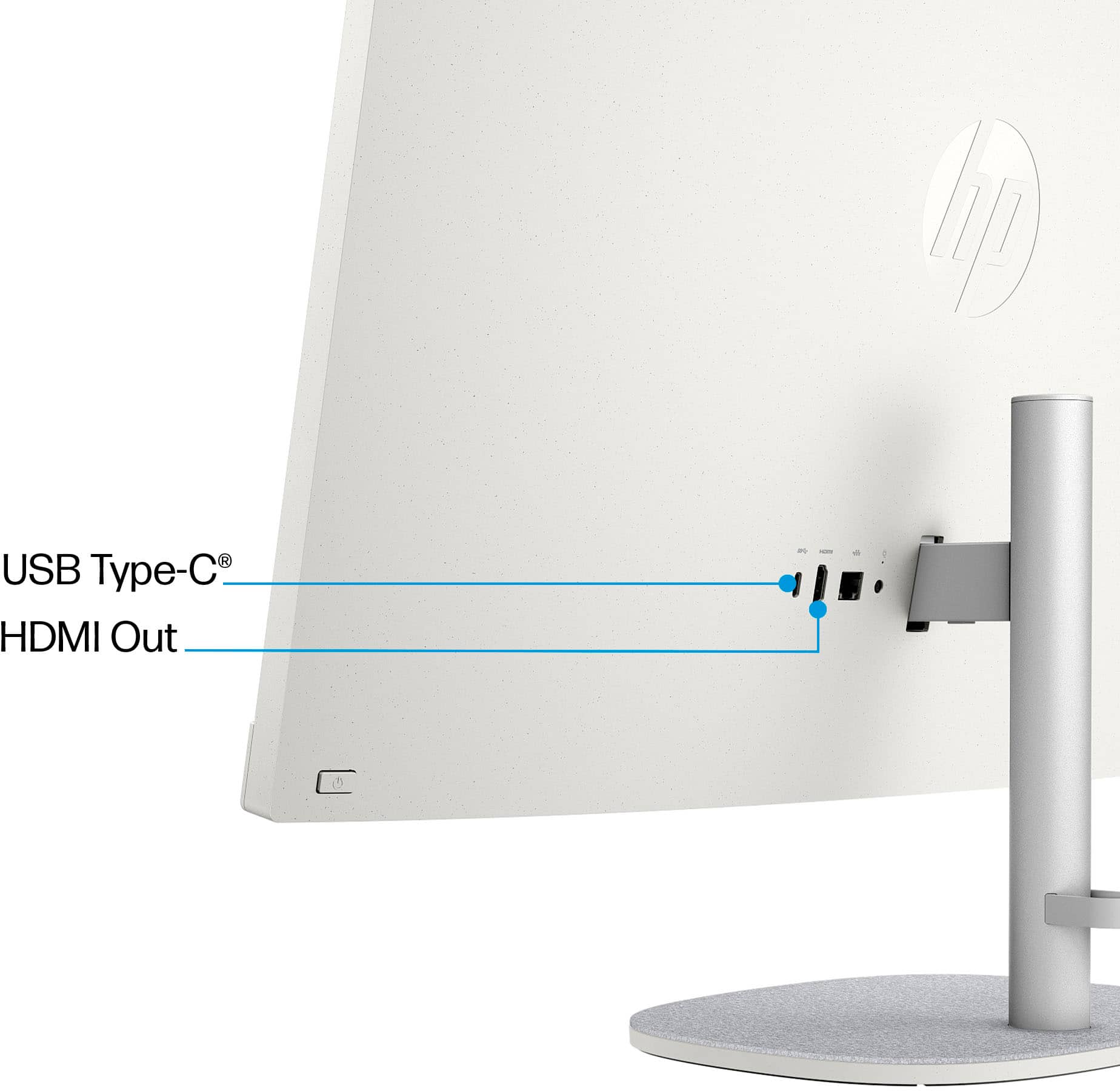 Back. HP - 27" Full HD Touch-Screen All-in-One with Adjustable Height - Intel Core i5 - 8GB Memory - 512GB SSD - Shell White.