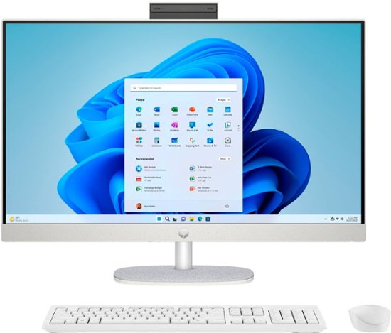 Front. HP - 27" Full HD Touch-Screen All-in-One with Adjustable Height - Intel Core i5 - 8GB Memory - 512GB SSD - Shell White.