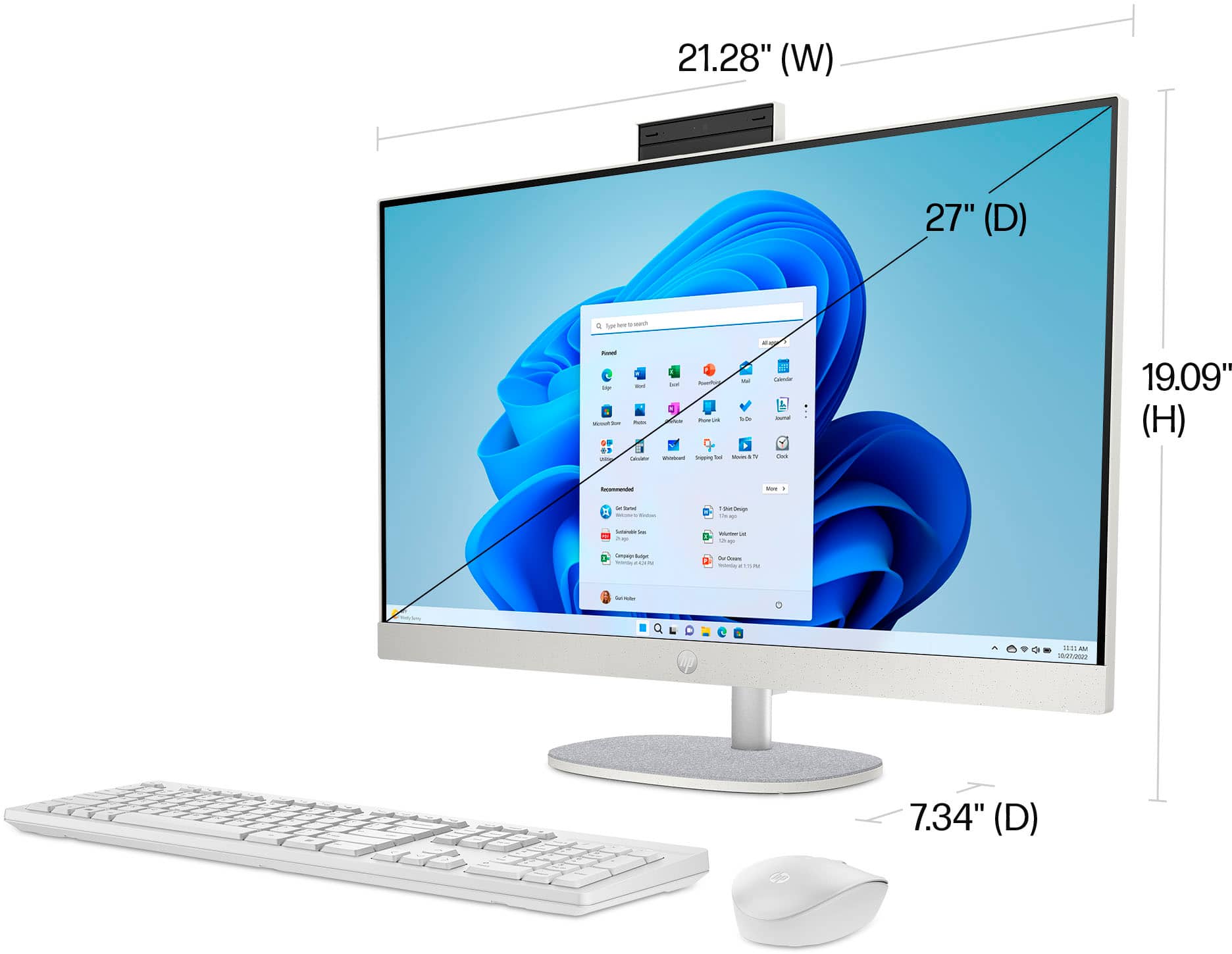 Alt View 2. HP - 27" Full HD Touch-Screen All-in-One with Adjustable Height - Intel Core i5 - 8GB Memory - 512GB SSD - Shell White.