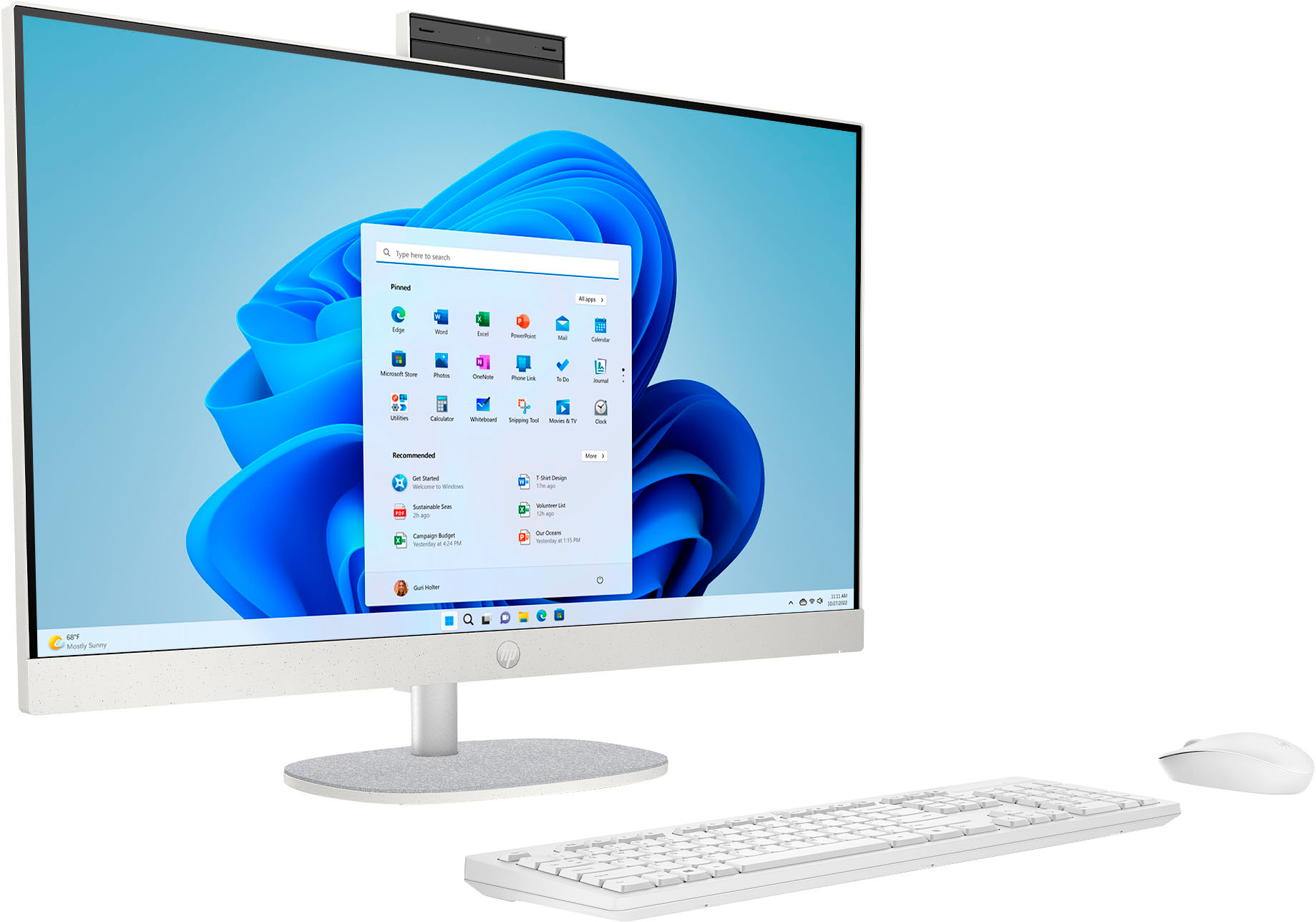 Left View: HP - 27" Full HD Touch-Screen All-in-One with Adjustable Height - Intel Core i5 - 8GB Memory - 512GB SSD - Shell White