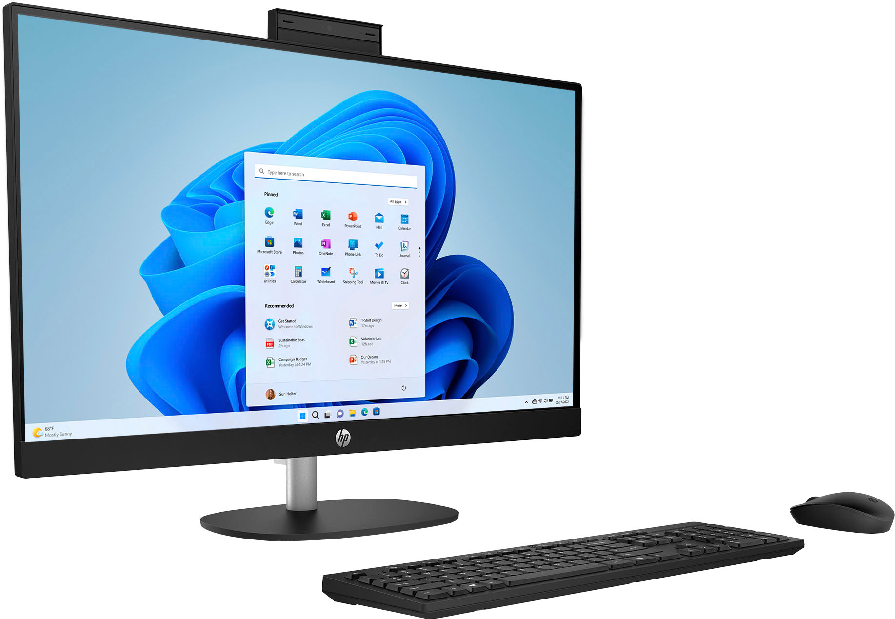 Left View: HP - 27" Touch-Screen All-in-One with Adjustable Height - AMD Ryzen 7 - 16GB Memory - 1TB SSD - Jet Black
