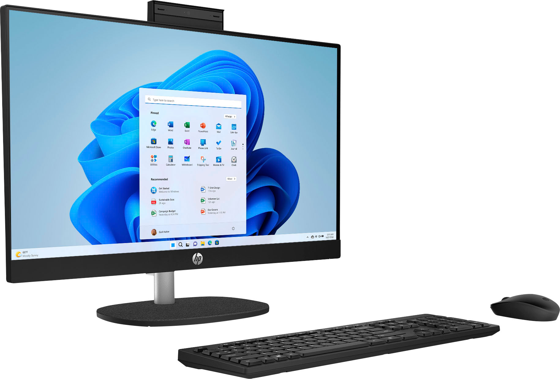 Angle View: HP - 24" Touch-Screen All-in-One with Adjustable Height - AMD Ryzen 5 - 8GB Memory - 1TB SSD - Jet Black