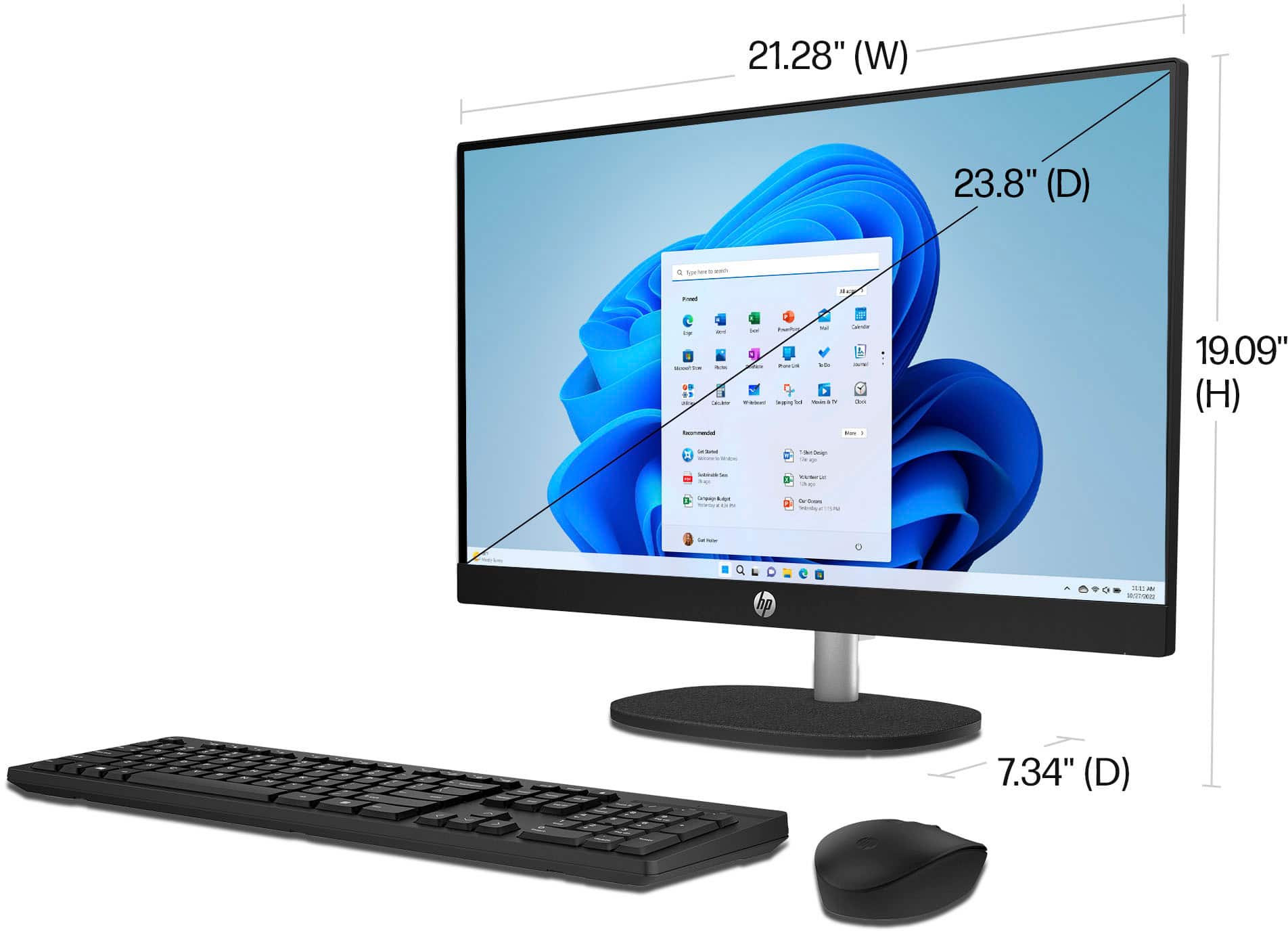 Alt View 3. HP - 24" Touch-Screen All-in-One with Adjustable Height - AMD Ryzen 5 - 8GB Memory - 1TB SSD - Jet Black.