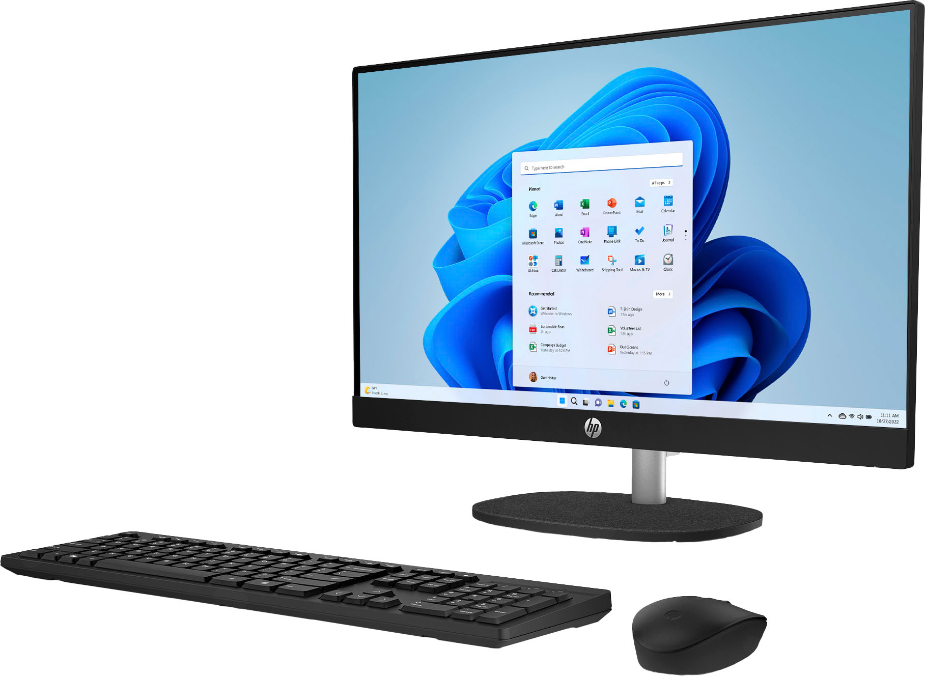 Left View: HP - 24" Touch-Screen All-in-One with Adjustable Height - AMD Ryzen 5 - 8GB Memory - 1TB SSD - Jet Black