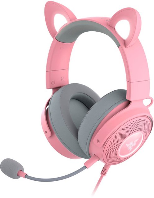 Front. Razer - Kraken Kitty Edition V2 Pro Wired Gaming Headset - Quartz Pink.