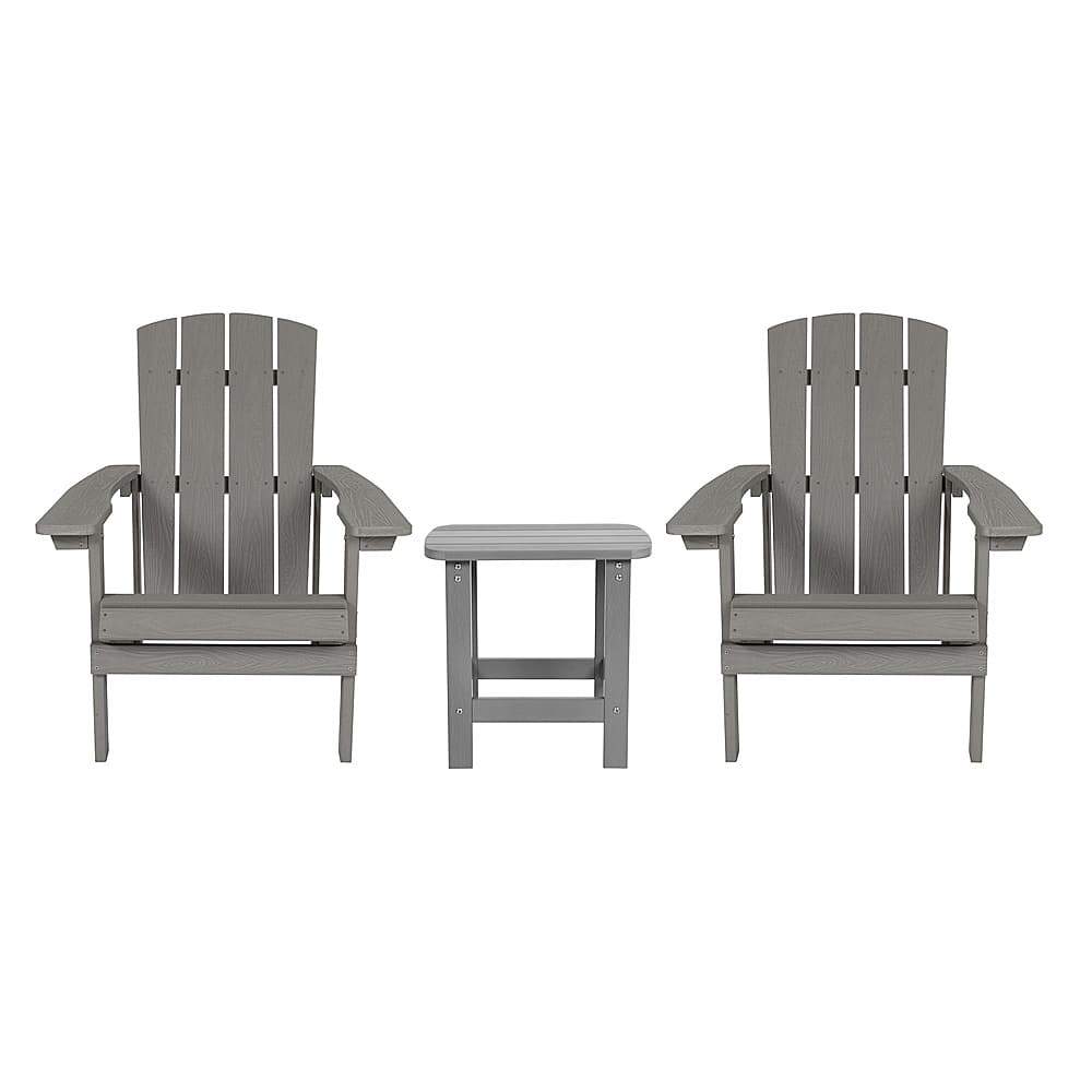Alamont Home - Charlestown Indoor/Outdoor Adirondack Style Side Table and 2 Chair Set - Gray - Front_Zoom
