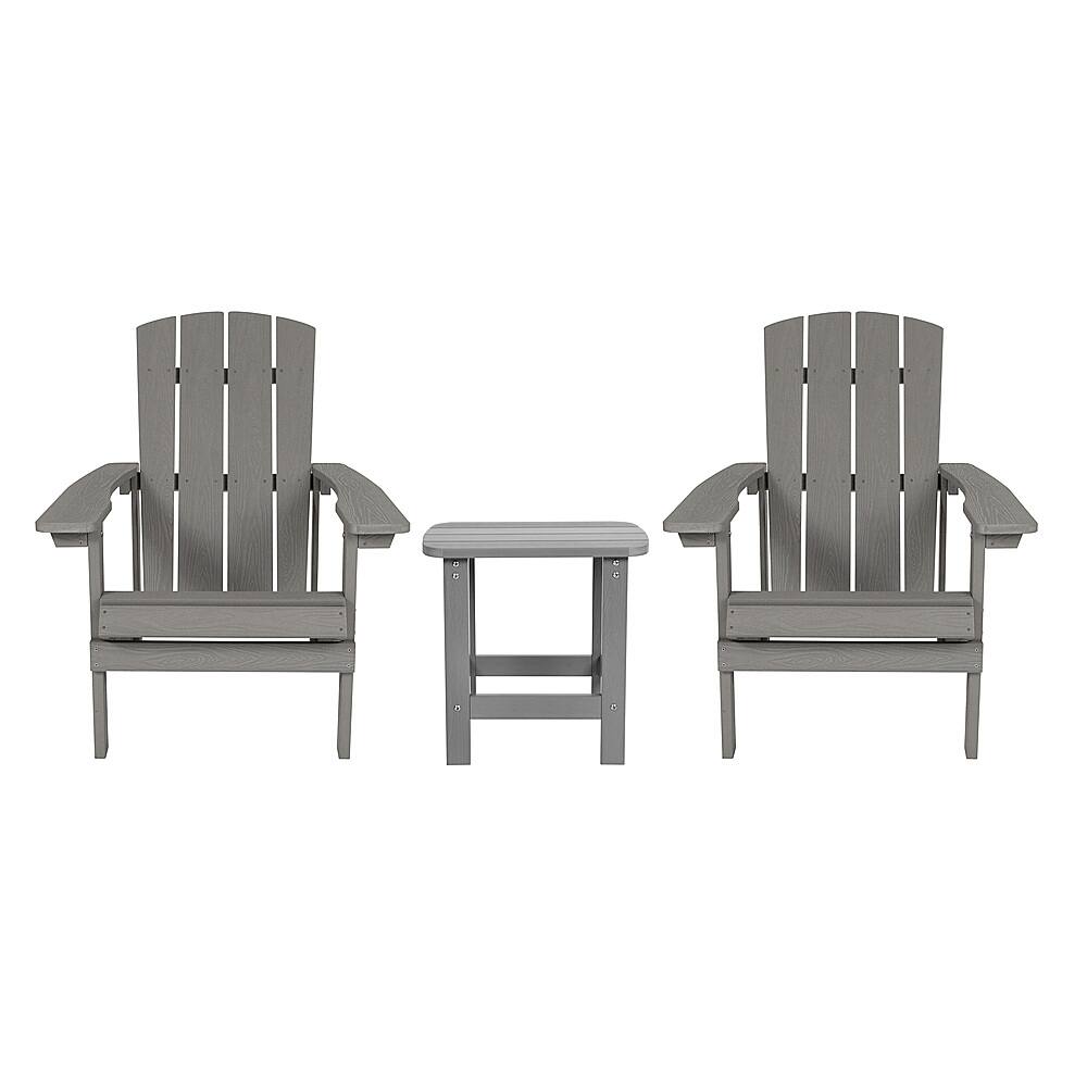 Alamont Home - Charlestown Indoor/Outdoor Adirondack Style Side Table and 2 Chair Set - Gray